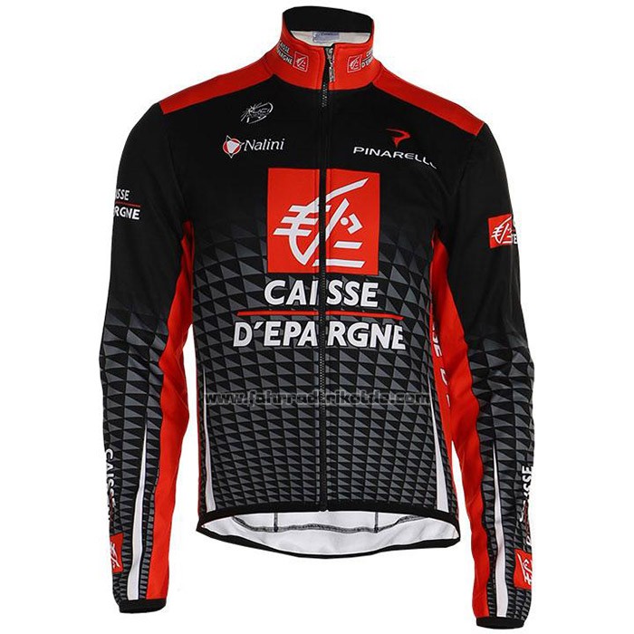 2020 Fahrradbekleidung Caisse d'Epargne Shwarz Rot Trikot Langarm und Tragerhose